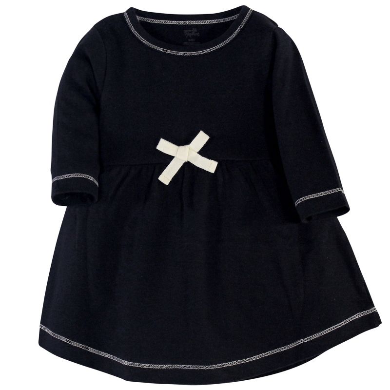 Touched by Nature Baby and Toddler Girl Organic Cotton Long-Sleeve Dresses 2pk, Black Red Heart, 3 of 5