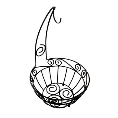 Black Steel Scroll Fruit Basket with Banana Hook