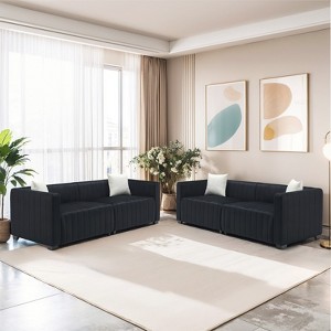 Gymojoy 86" Luxury Velvet Cloud Sofa Couch Soft Comfy 3 Seater Sofa with 2 Pillows for Living Room - 1 of 4