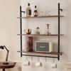 VEVOR Industrial Pipe Shelf, 3 Tier 32x9.84in, Wall-Mount Floating Rustic Wood Shelves Bracket Display Bookshelf,Storage Rack Sundries Holder, Black - 2 of 4