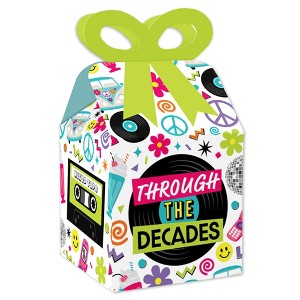 Big Dot of Happiness Through the Decades - Square Favor Gift Boxes - 50s, 60s, 70s, 80s, and 90s Party Bow Boxes - Set of 12 - 1 of 4