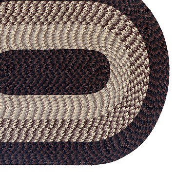 Chocolate and Beige Braided Oval Reversible Area Rug, 60" x 96"