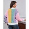 Women's Color Block Knit Cardigan Casual Open Front Long Sleeve Sweater - 3 of 4