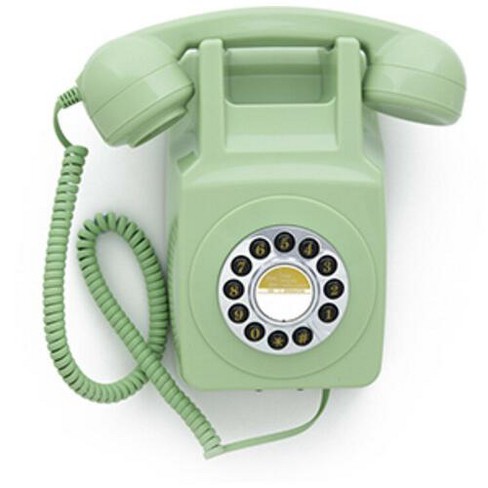 push button telephone green