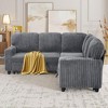 TiramisuBest 81" 5 Seat L Shaped Couch, Sectional Pull out Couch, Corduroy Sofa Bed with Reclining Backrest|USB Ports|Cup Holders - 4 of 4