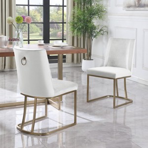 Coolbibila Dining Chairs Set Of 2,Mid Century Modern Velvet Upolstered Side Chairs,Armless Upholstered Dining Chair With Metal Legs - 1 of 4