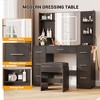 Makeup Vanity with Mirror and Chair, Power Outlet, Hairdryer Holder, 7 Drawers, 3 Lighting Modes Brightness Adjustable Dressing Table for Bedroom - 4 of 4