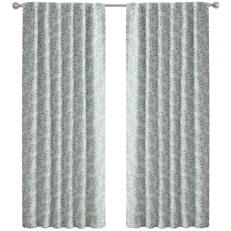 Kate Aurora 1 Piece Floral Leaf Light Reducing & Thermal Linen Blend Window Curtain Panel - 84 in. Long, 3 of 7