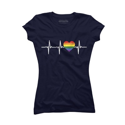 Adult Design By Humans Heartbeat Rainbow Heart Pride By KangThien T-Shirt