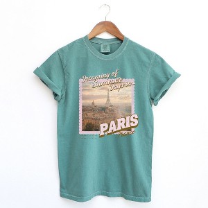 Simply Sage Market Women's Dreaming Of Paris Short Sleeve Garment Dyed Tee - 1 of 3