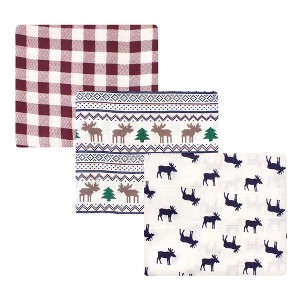 Little Treasure Baby Boy Cotton Muslin Swaddle Blankets, Moose Sweater, One Size - 1 of 2