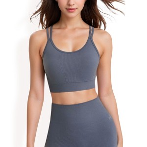 Anna-Kaci Active Women's Ribbed Seamless Sports Bra with Crisscross Back - 1 of 4