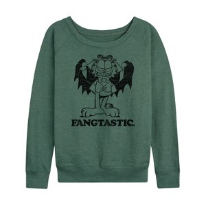 Women's - Garfield - Fangtastic Lightweight French Terry Wide Neck Long Sleeve Shirt - 1 of 4