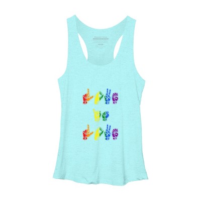 Adult Design By Humans Love Is Love Sign Language Pride By ToruSanogawa Racerback Tank Top