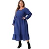 Agnes Orinda Women's Plus Size Casual High Waist Long Sleeve Ruffle Hem Elegant Tunic Dresses - 3 of 4