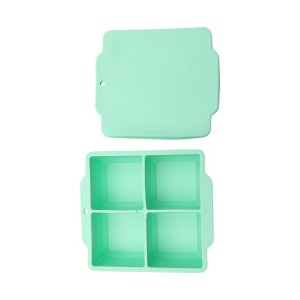 Unique Bargains 4-Cavity Square Ice Tray with Color-Matched Lid Hand Wash Only Silicone 4.72"x4.33"x2.17" 1 Pc - 1 of 3