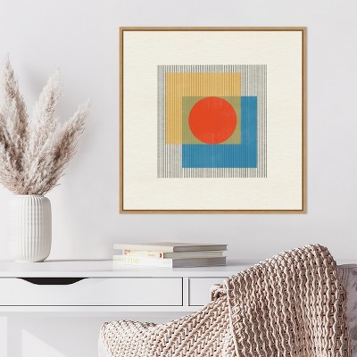 Midcentury Modern Abstract Canvas Print with Frame 22 x 22 inches