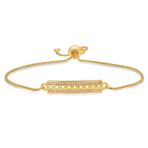 Steeltime Ladies 18k gold plated brass simulated diamonds id drawstring bracelet - 1 of 4