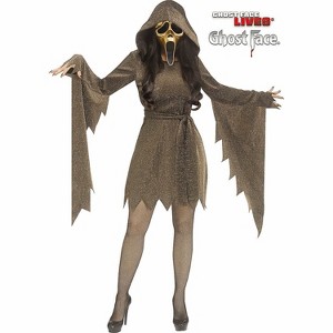 Ghost Face Women's Shimmer Gold Hooded Halloween Costume Dress - 1 of 1