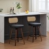 Counter Height Bar Stools with PU Leather Seat,26 Inch Swivel Counter Stools for Kitchen Island,Rattan Bar Stools with Walnut Finish-Cuddlewood - 2 of 4