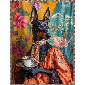 Amanti Art The Tea Connoisseur Doberman by Mowzu  Framed Canvas Wall Art - 1 of 4