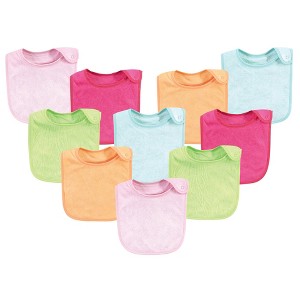 Hudson Baby Infant Girl Rayon from Bamboo Terry Bibs, Tropical, One Size - 1 of 4