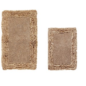 Shaggy Border Collection 2-Piece Bath Rug Set 100% Cotton Tufted Weave Ruffle Border Pattern Bathroom Rug for Machine Washable Bathmat - 1 of 4