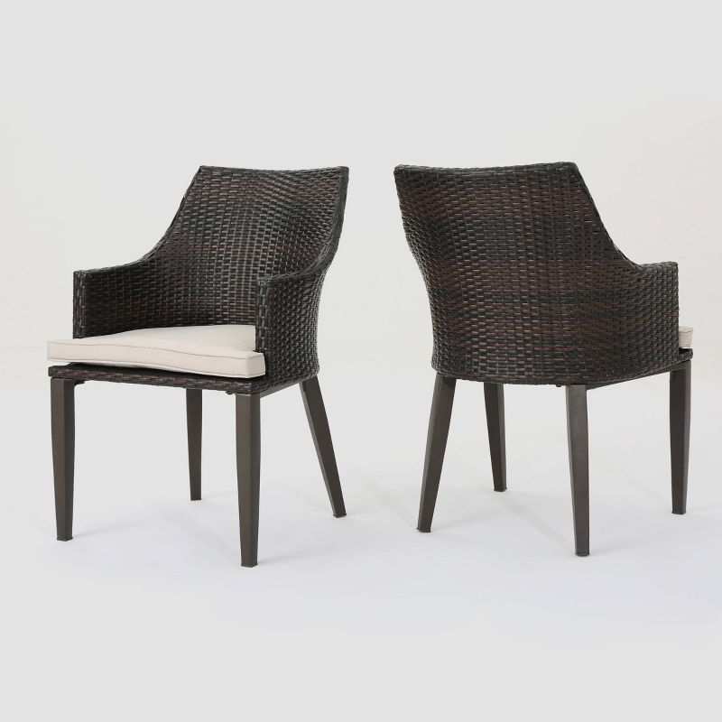 Hillhurst 2pk Wicker Dining Chairs - Brown/Light Brown - Christopher Knight Home, 3 of 6