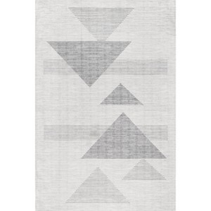Nuloom Kerrie Modern Triangles Pet Friendly Machine Washable Area Rug, 4' x 6', Light Grey - 1 of 4