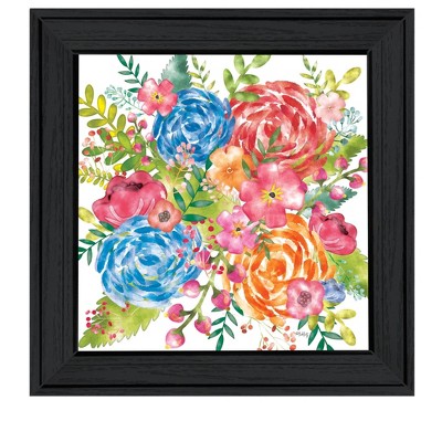 HomeRoots Spring Floral Black Framed Print Wall Art
