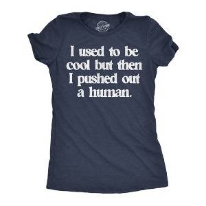 Womens Funny T Shirts I Used To Be Cool But Then I Pushed Out A Human Sarcastic Mothers Day Tee For Ladies - Crazy Dog Women's T Shirt Navy XL - 1 of 4