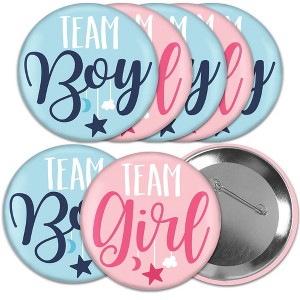 Big Dot of Happiness Team Boy or Girl - 3 inch Baby Gender Reveal Party Badge - Pinback Buttons - Set of 8 - 1 of 4