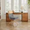 Art Leon Linen Fabric Swivel Armless Home Office Chair with Solid Oak Wood Legs - 3 of 4