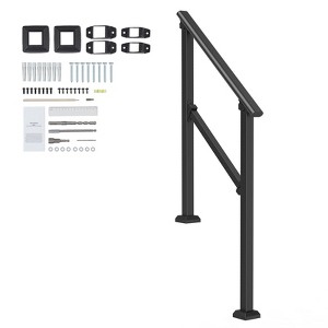 VEVOR Handrails for Outdoor Steps, 2-3 Step Stair Hand Rail Kit, Transitional Carbon Steel Railings with Installation Kit, Stair Rails, Black - 1 of 4