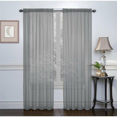 Kate Aurora Basic 2 Pack Sheer Voile Home Window Curtains - 52 In. W X ...