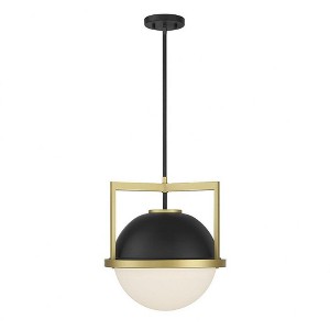 Savoy House Carlysle 1 - Light Pendant in  Matte Black/Warm Brass - 1 of 4