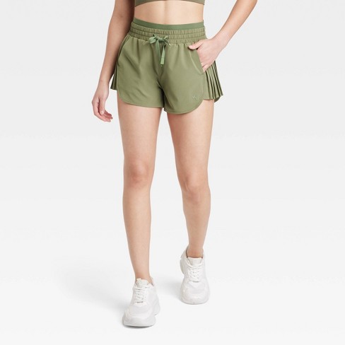 Women's High-Rise Pleated Side Shorts 2.5 - JoyLab™ Olive Green M