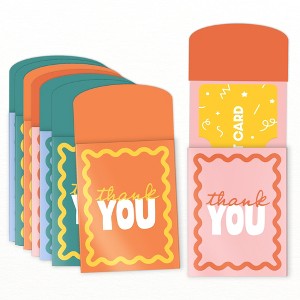 Big Dot of Happiness Assorted Wavy Colorful Thank You Gift Card Holders with Envelopes, Money Holder Sleeves, Retro Nifty Gifty Pack - Set of 8