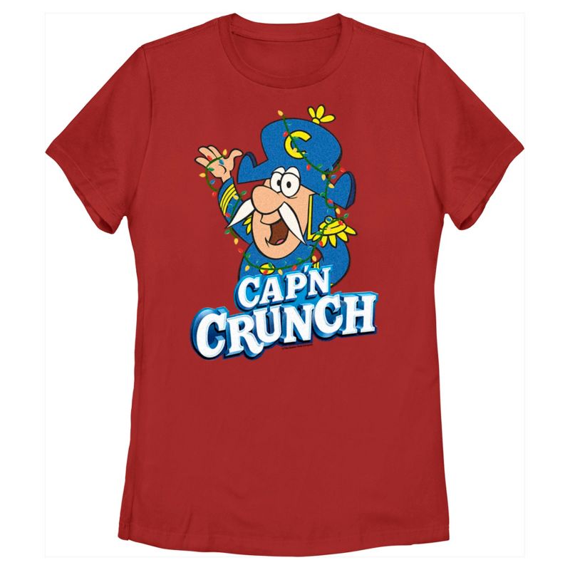 Women's Cap'n Crunch Christmas Lights Logo T-Shirt, 1 of 5