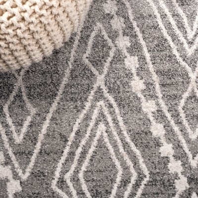 Gray and Ivory Diamond Pattern Reversible Area Rug