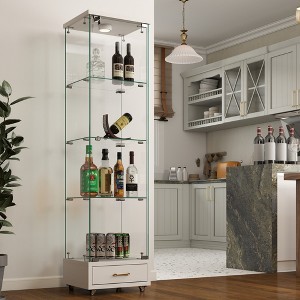 KTMBDW Display Cabinet with Drawer, 4-Tier Curio Cabinet with Lock, Tempered Glass Storage Case for Living Room Bedroom - 1 of 4