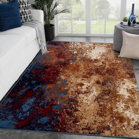 Luxe Weavers Modern Distressed Abstract Turquoise 8x10 Area Rug