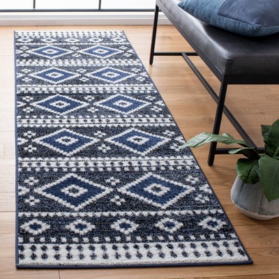 Grey and Ivory Synthetic Hand-knotted Runner Rug