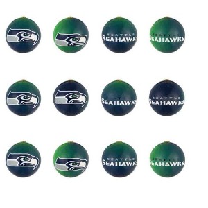 Evergreen Holiday Ball Ornaments, Set of 12, Seattle Seahawks - 1 of 4