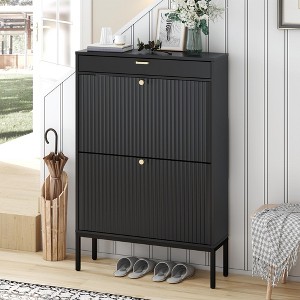 Brafabhome Shoe Storage Cabinet with 2 Flip Doors and 1 Drawer, Modern Slim Entryway Shoe Organizer for Slippers, Sneakers, Boots, Holds 12 Pairs - 1 of 4