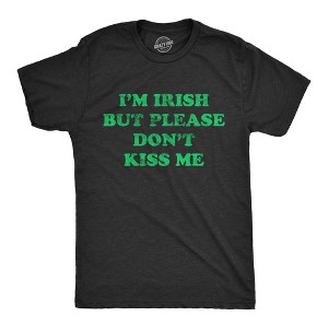 Mens I'm Green But Please Don't Kiss Me Tshirt Funny St Patricks Day Party Novelty Tee - Crazy Dog Men's T Shirt - 1 of 4