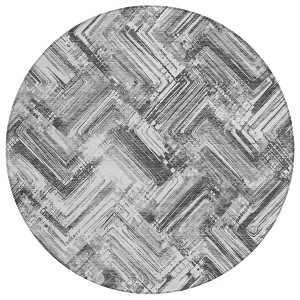 Gray Silver And Ivory Geometric Washable Indoor Outdoor Area Rug - 1 of 4
