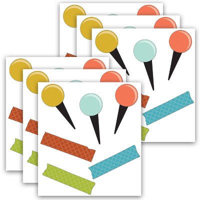 Carson Dellosa Education Let's Explore Pins & Tape Mini Cut-Outs, 60 Per Pack, 6 Packs