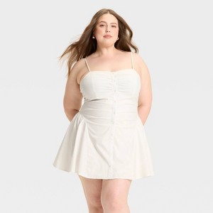 Women's Button-Front Poplin Mini A-Line Dress - Wild Fable™ - 1 of 3