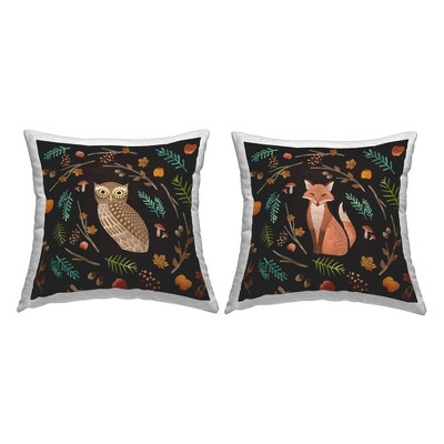 Stupell Industries Autumn Botanicals Owl & Fox, 18 x 18